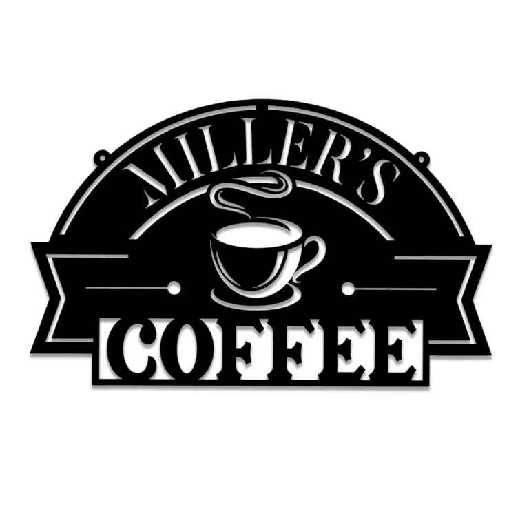 Personalized Coffee Metal Bar Sign, Custom Kitchen Housewarming Wall Decor, Wedding, Anniversary Art Gift