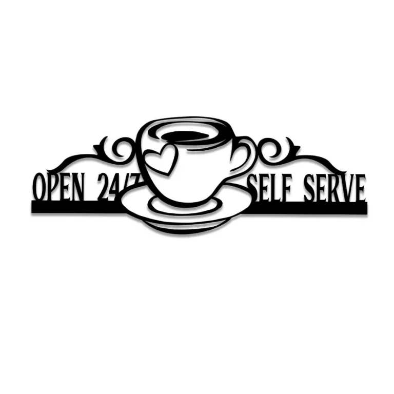 Personalized Open 24/7 Self Service Coffee Metal Bar Sign, Coffee Metal Gift