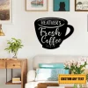 Personalized Coffee Metal Bar Sign, Custom Cafe, Kitchen Housewarming Wall Decor