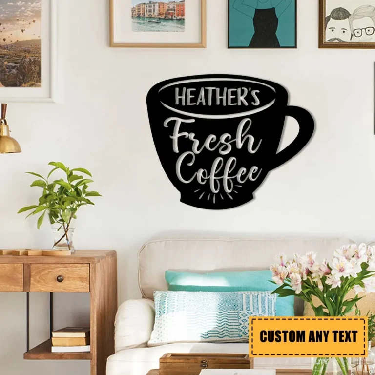 Personalized Coffee Metal Bar Sign, Custom Cafe, Kitchen Housewarming Wall Decor