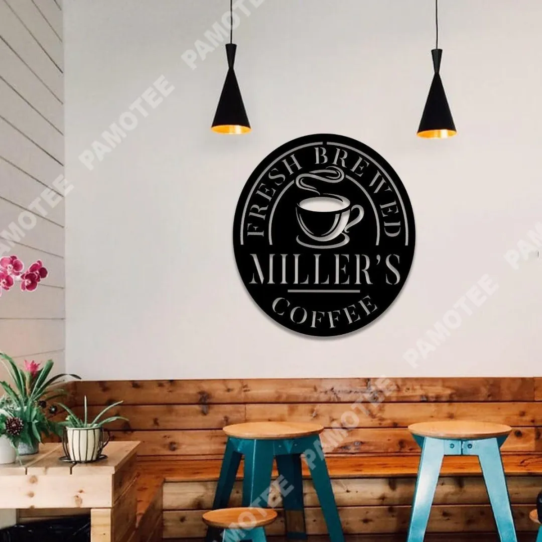 1223-01.webp Coffee Metal Bar Sign, Custom Cafe, Home, Kitchen Wall Decor, Wedding, Anniversary Art Gift