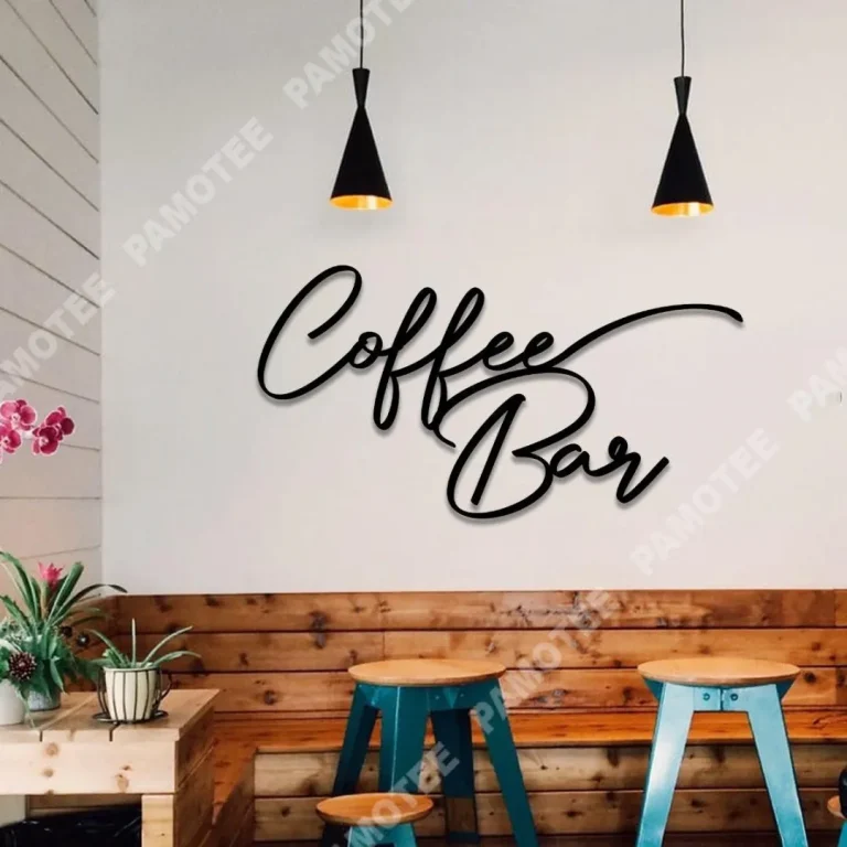 Coffee Bar Words Bar Metal Art, Cafe Wall Hanging Gift