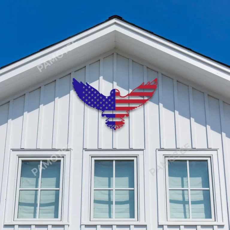 Eagle American Flag Pattern Inside Metal Sign, Independence Day Porch, Roof Steel Decoration