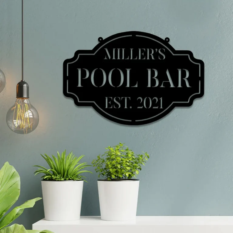 Personalized Metal Pool Bar Sign, Custom Pub, Lounge, Cafe Wall Decor, Wedding Art Gift For Him/her