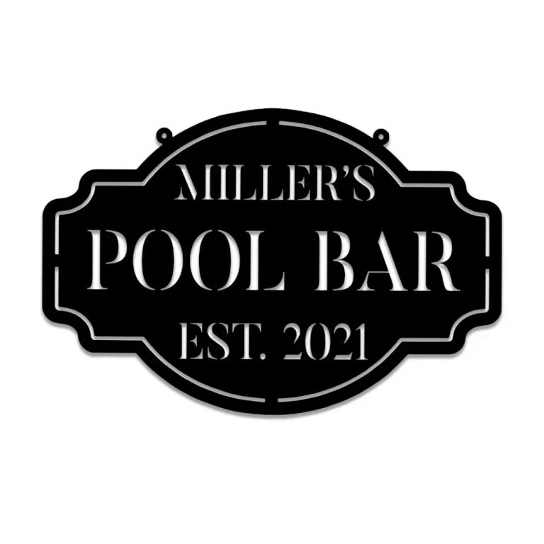 Personalized Metal Pool Bar Sign, Custom Pub, Lounge, Cafe Wall Decor, Wedding Art Gift For Him/her