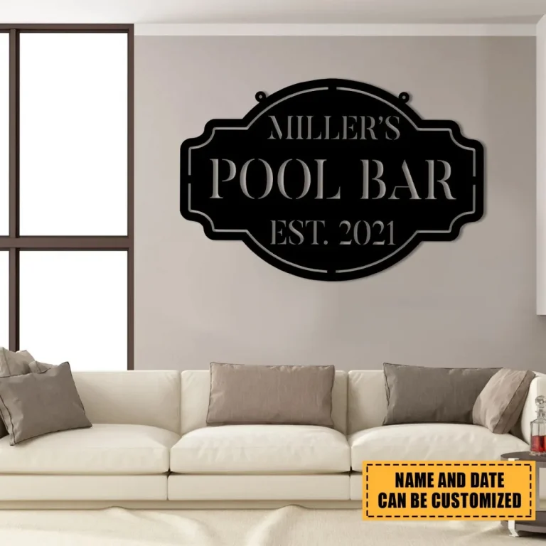 Personalized Metal Pool Bar Sign, Custom Pub, Lounge, Cafe Wall Decor, Wedding Art Gift For Him/her
