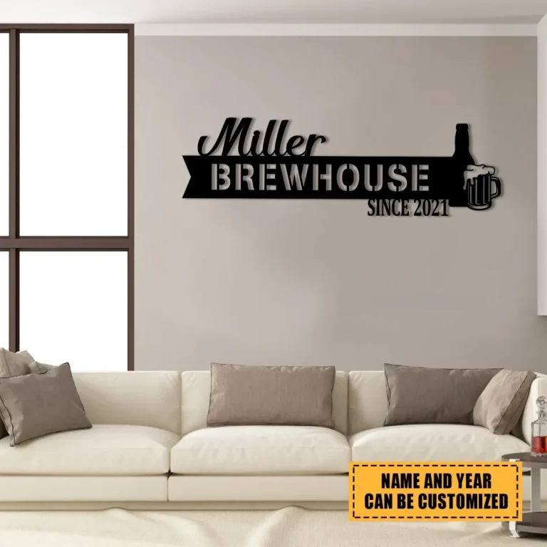 Personalized Beer Brewhouse Metal Bar Sign, Custom Pub, Tap, Lounge, Cafe, Home Wall Decor