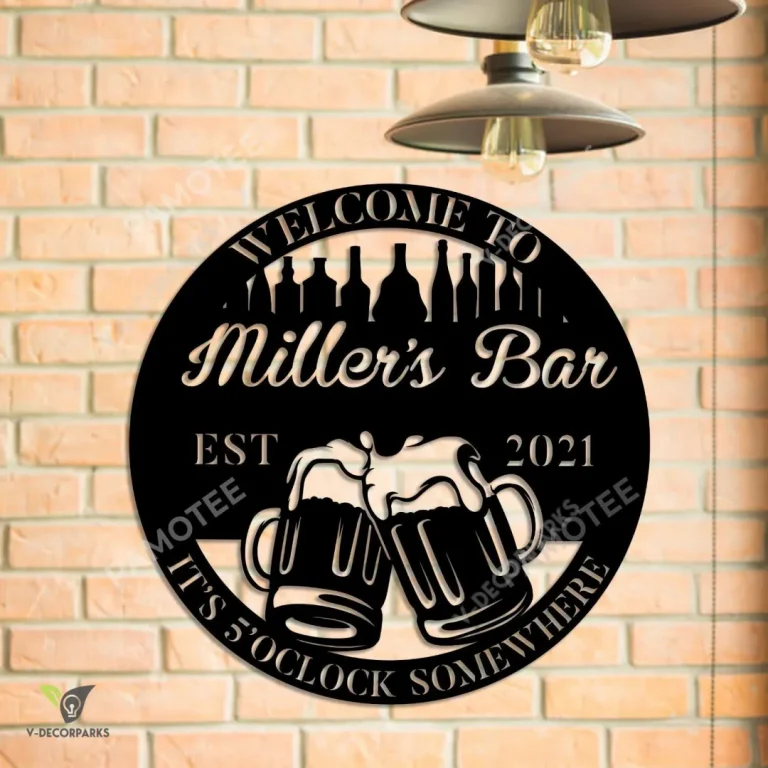 Custom Beer Glass Design Metal Bar Sign, Personalized Wall Art Decor ...
