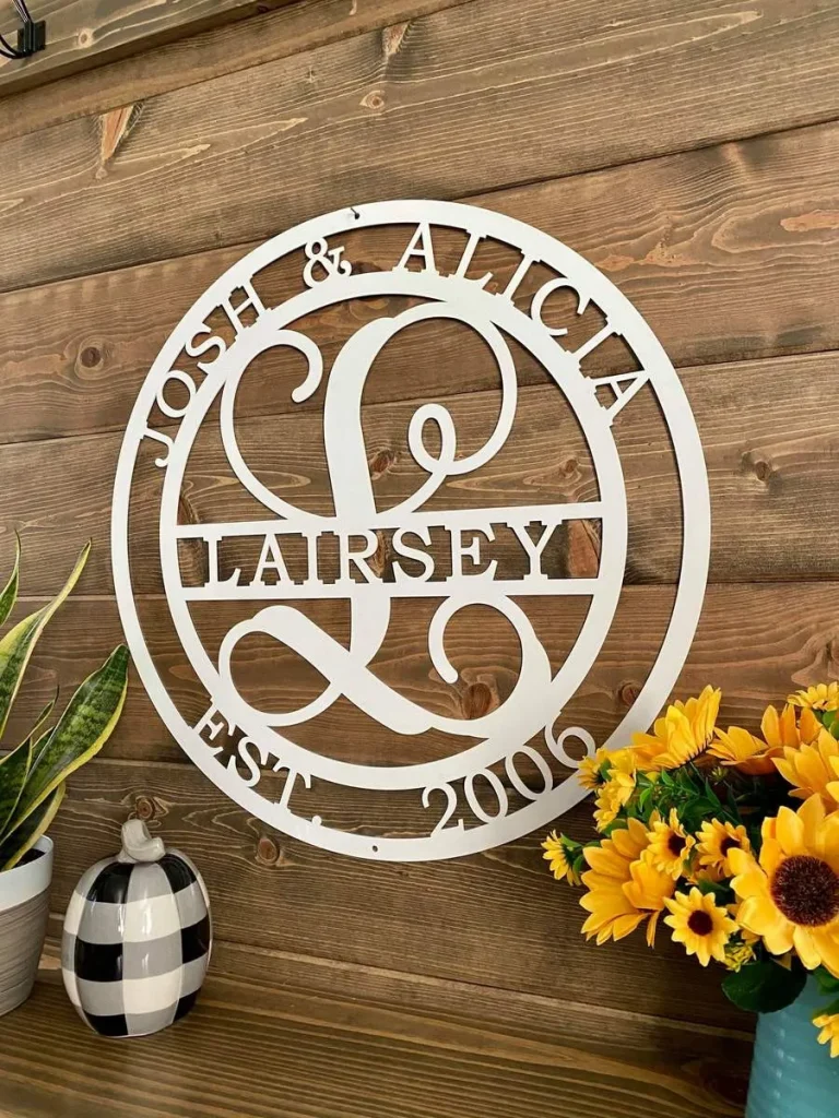 Couple's Monogram Established Sign, Cut Metal Sign, Metal Wall Art, Metal House Sign