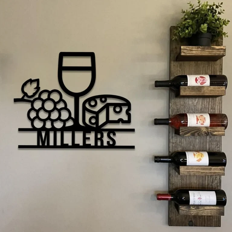 Grape Cheese Wine Metal Bar Sign, Custom Pub, Tap, Lounge, Cafe Wall Decor, Wedding, Anniversary Art Gift For Him/her