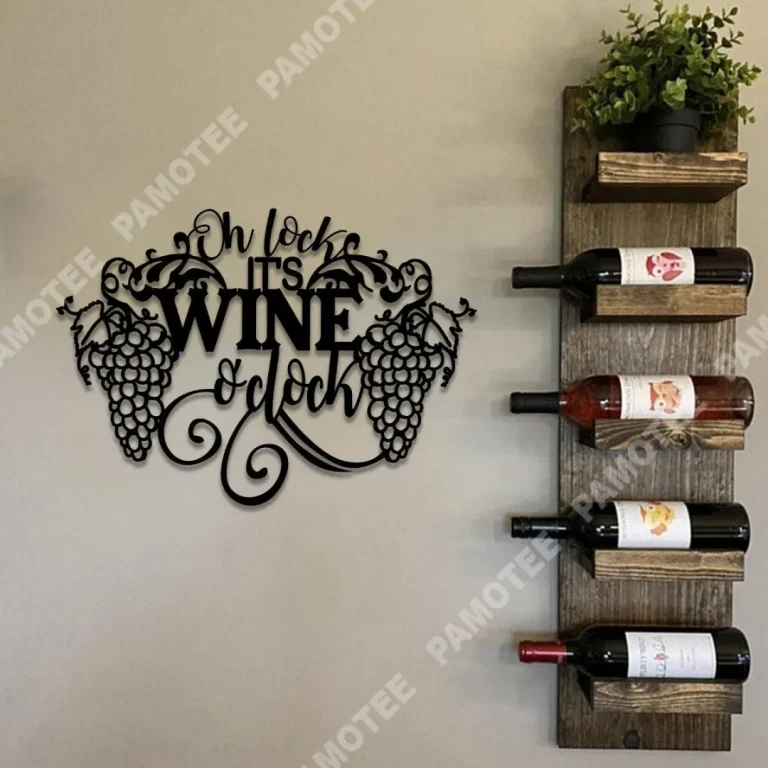 Oh Look It's Wine O'clock Grape Cellar Bar Metal Art