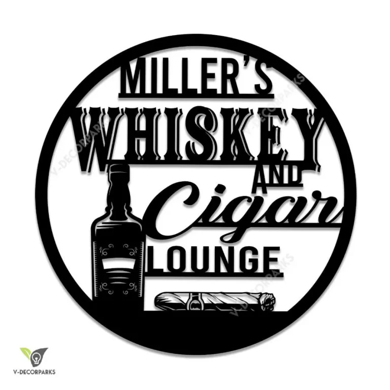 Personalized Whiskey Cigar Metal Bar Sign