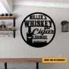 Personalized Whiskey Cigar Metal Bar Sign