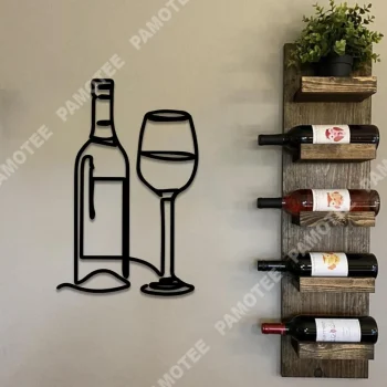 Wine Glass And Bottle Metal Bar Sign, Home Decor, Wedding Gift For Him