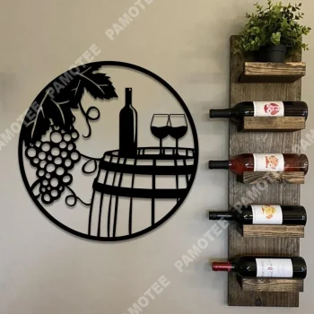 Grape Cellar Wine Bottle Glass Metal Bar Sign, Pub Decor, Gift For Him