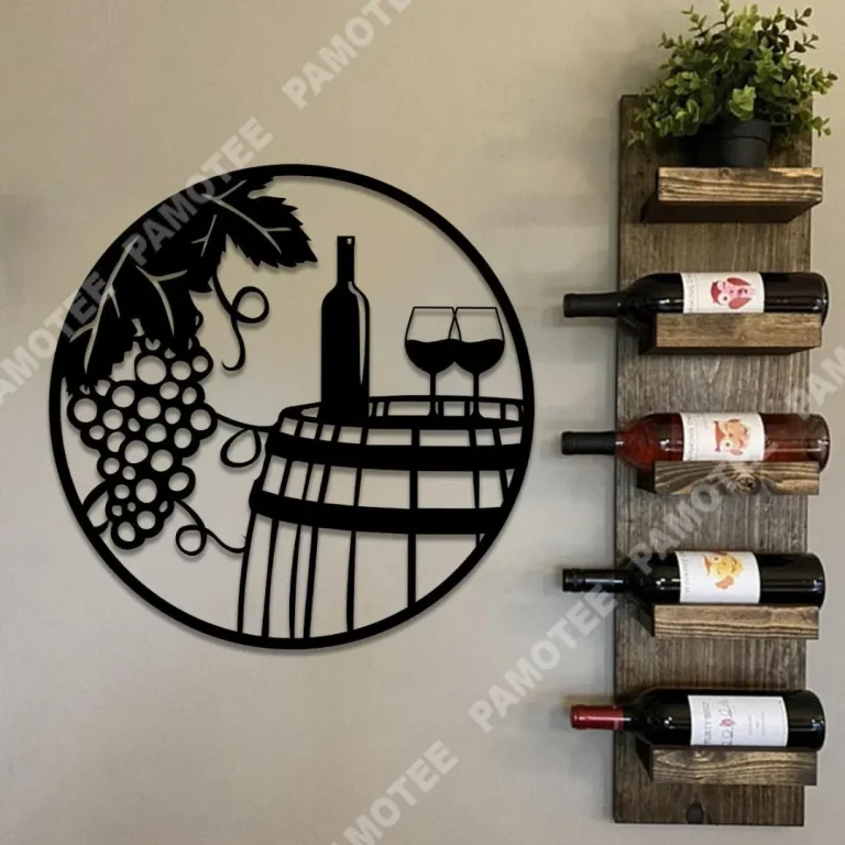 Grape Cellar Wine Bottle Glass Metal Bar Sign, Pub Decor, Gift For Him