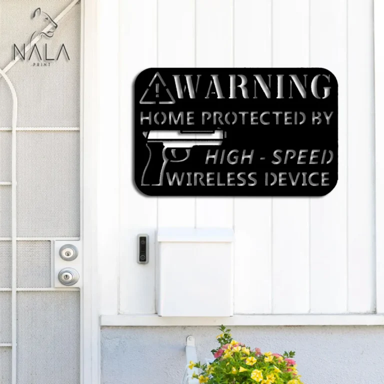 Warning Home Protected By High Speed Security Device Metal Sign, Funny Warning Sign For Front Porch, Wall Hanging Art Decor