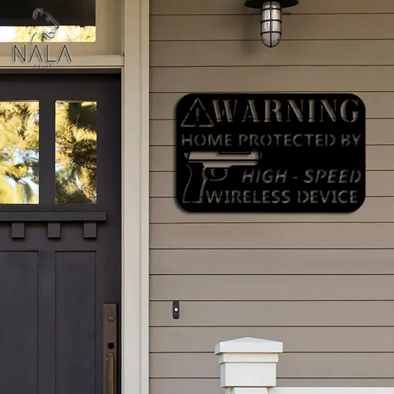 Warning Home Protected By High Speed Security Device Metal Sign, Funny Warning Sign For Front Porch, Wall Hanging Art Decor