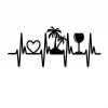 Wine Heart Beat Palm Tree Beach Metal Bar Sign, Lounge Steel Wall Art