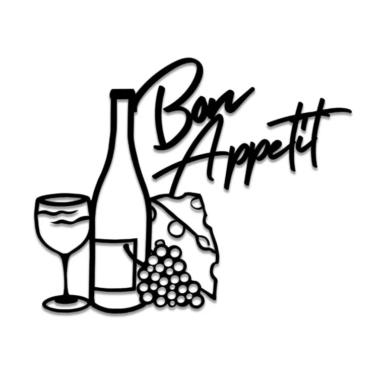 Bon Appetit Grape Wine Glass Bottle Cheese Metal Bar Sign