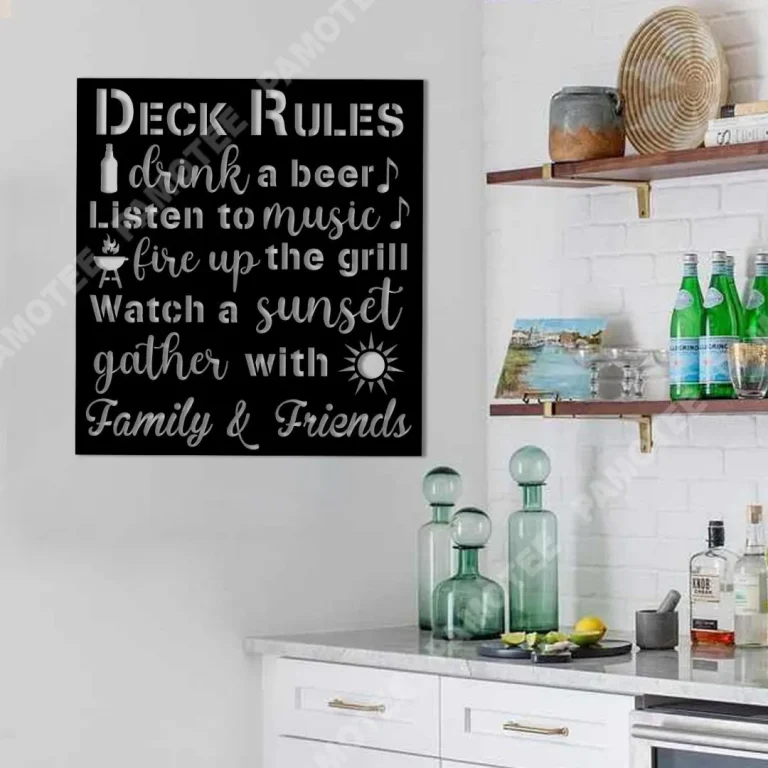 Deck Rules Beer Grill Camping Bar Metal Art, Gift For Dad