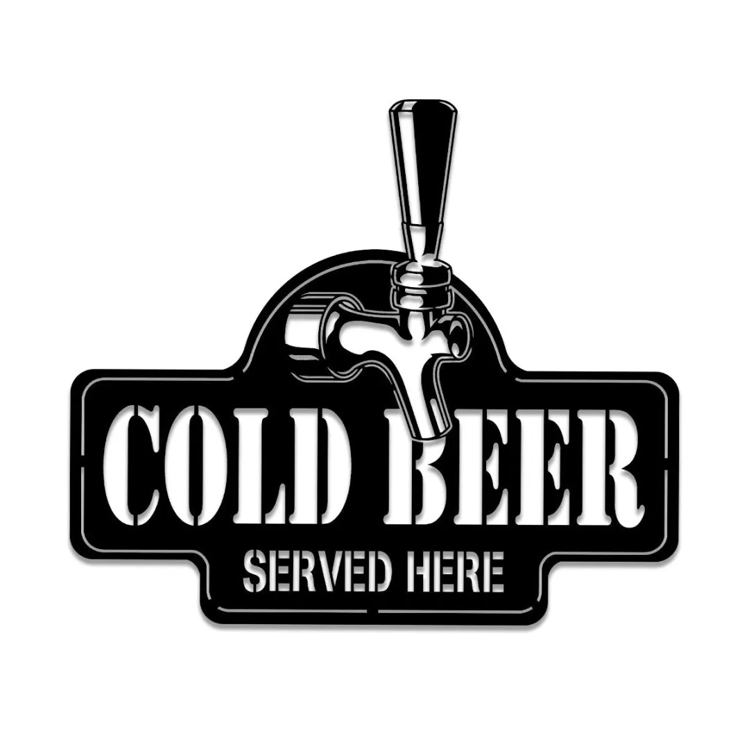1322-03.webp Cold Beer Served Here Metal Bar Sign, Gift For Him, Husband, Father