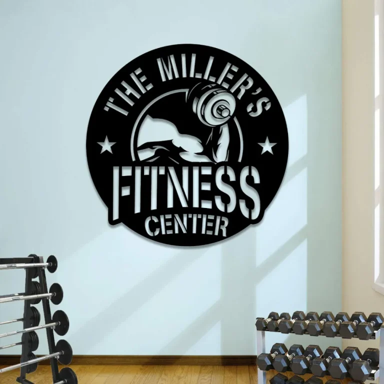Personalized Barbell Fitness Center Metal Gym Sign