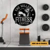 Personalized Barbell Fitness Center Metal Gym Sign