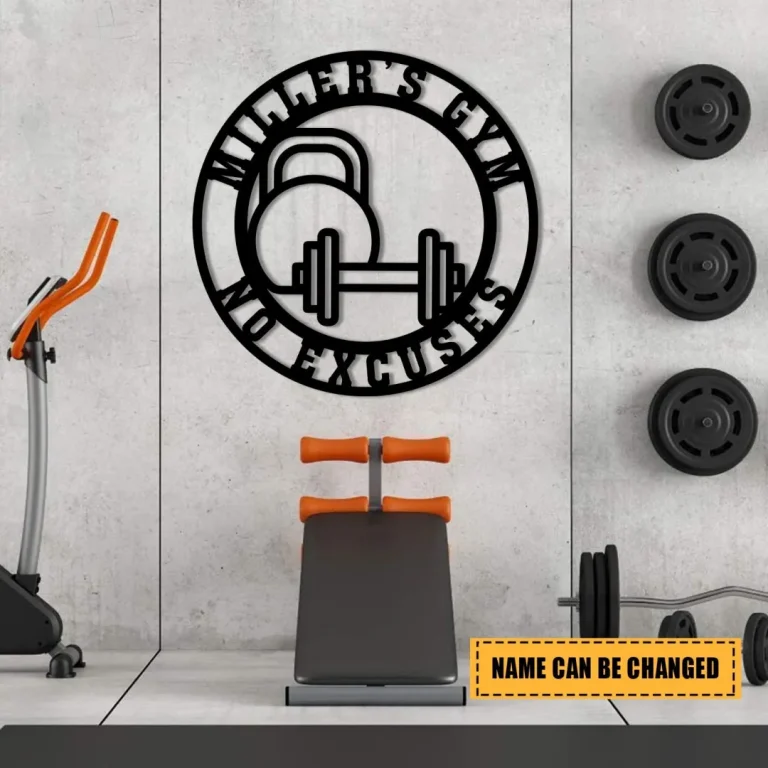 No Excuses Metal Gym Sign, Custom Fitness, Cross Fit Club, Wall Decor