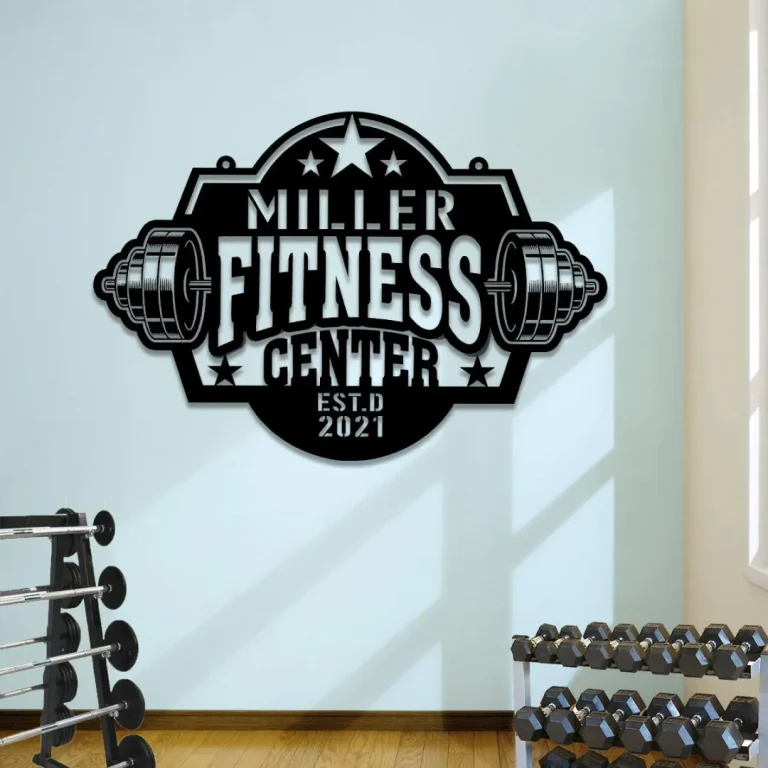 Personalized Weights Fitness Center Metal Gym Sign, Cross Fit Club, Art Gift For Him