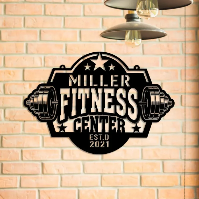 Personalized Weights Fitness Center Metal Gym Sign, Cross Fit Club, Art Gift For Him