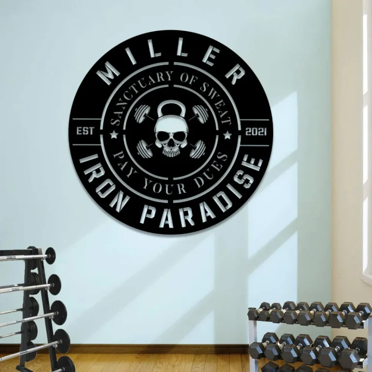 Personalized Skull Metal Gym Sign, Fitness, Cross Fit Club, Wall Decor