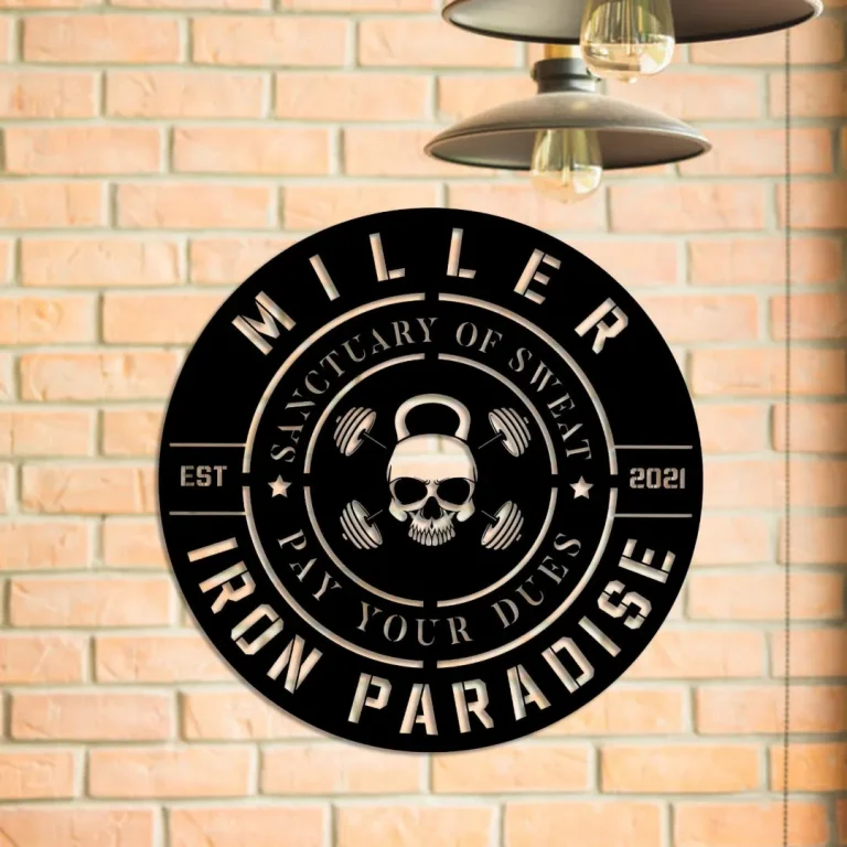 Personalized Skull Metal Gym Sign, Fitness, Cross Fit Club, Wall Decor