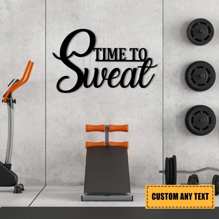 Time To Sweat Funny Metal Gym Art