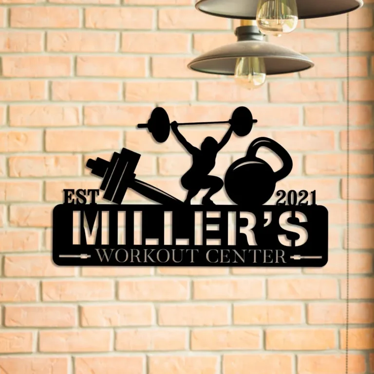 Personalized Women Metal Gym Sign, Fitness, Cross Fit Club Wall Decor, Wedding, Anniversary Art Gift