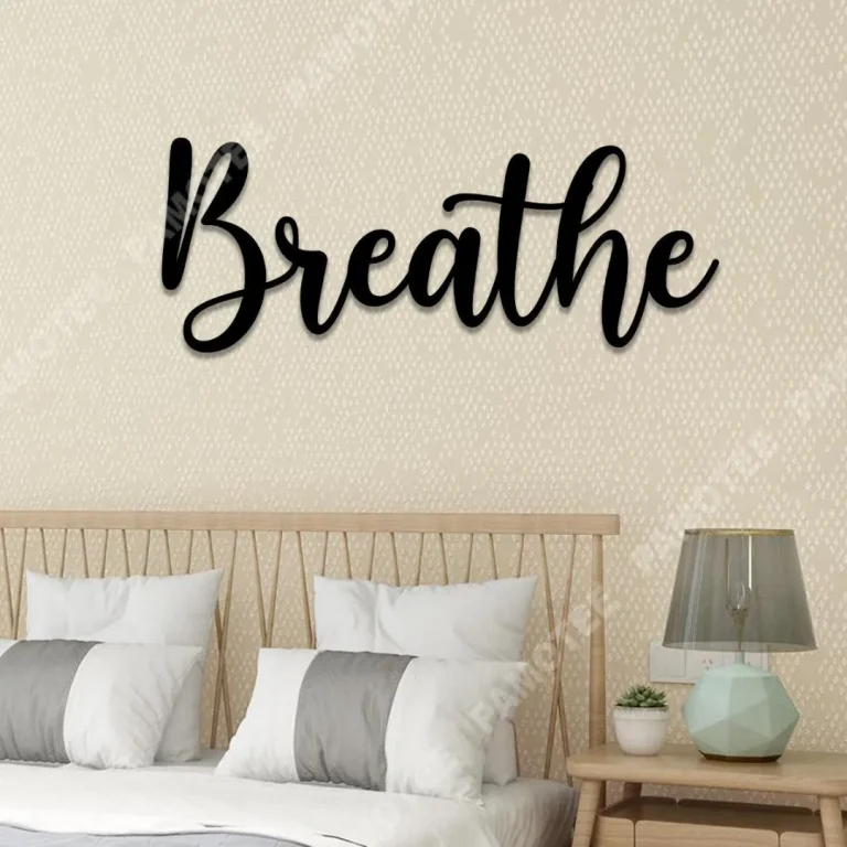 Breath Yoga Metal Sign, Yoga Studio, Meditation Room Metal Art