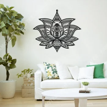 Lotus Flower Mandala Yoga Metal Art, Housewarming Steel Wall Decor