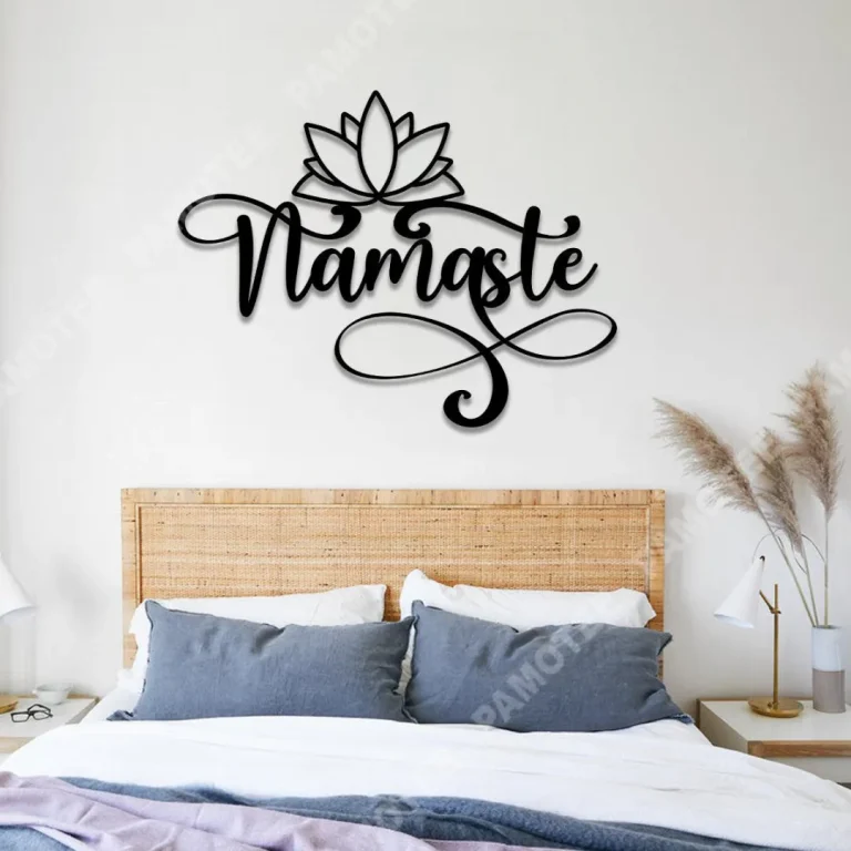 Namaste Quote Lotus Flower Yoga Metal Sign, Wedding Gift For Yoga Lovers