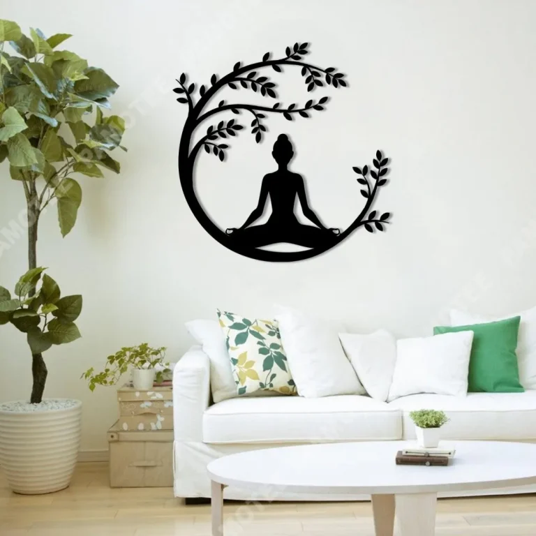 Buddha Tree Of Life Yoga Metal Sign, Housewarming Plaque Art