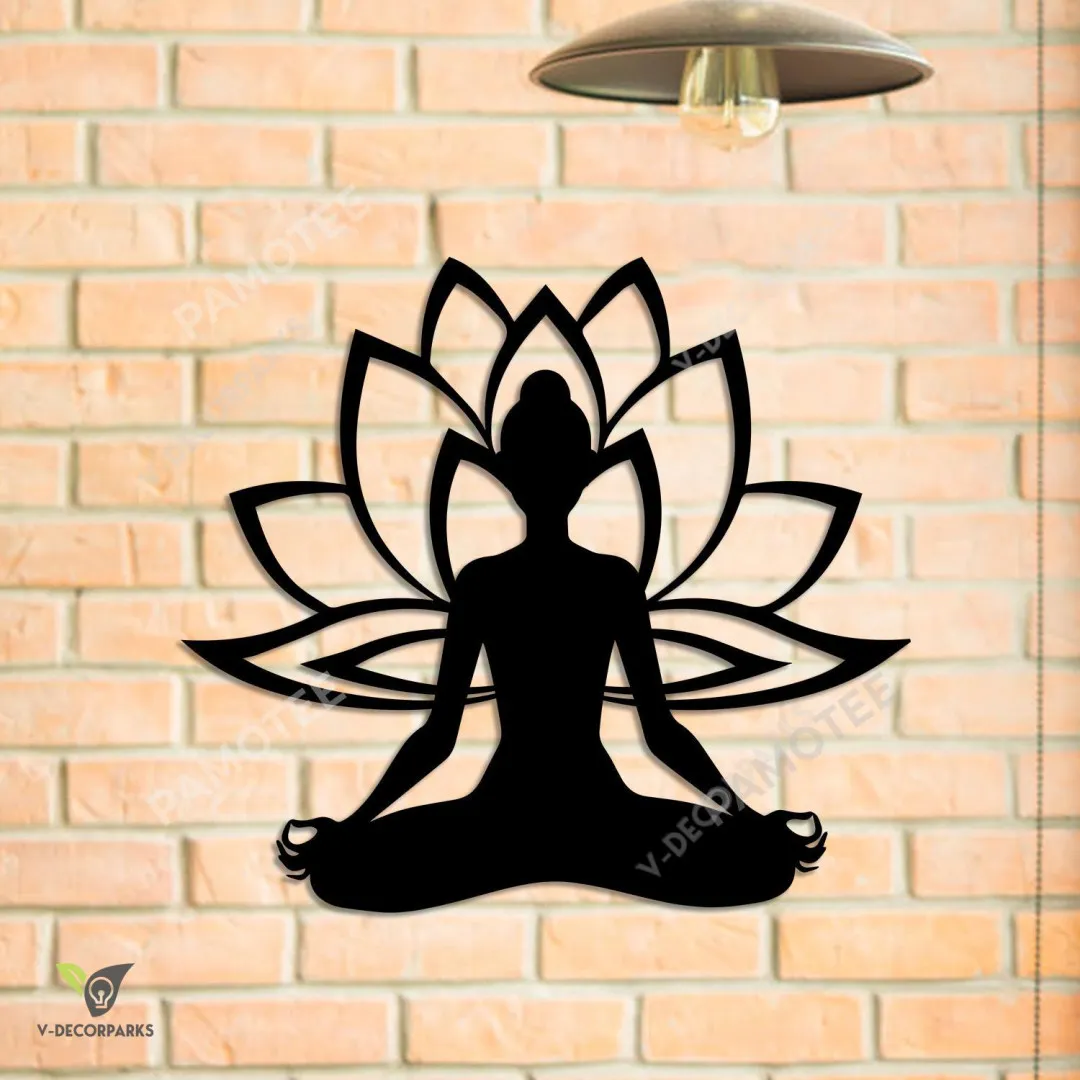 1421-02_364e756a-2629-4e0d-b7a7-7e76c2200aa3.webp Meditating Buddha Lotus Flower Decorative Metal Art, Yoga Wall Hanging Decor, Many Color