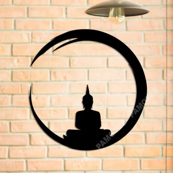 Buddha Enso Circle Yoga Metal Sign, Meditation Studio, Home Steel Art