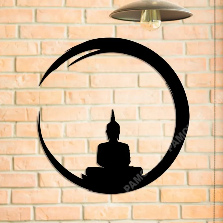 Buddha Enso Circle Yoga Metal Sign, Meditation Studio, Home Steel Art