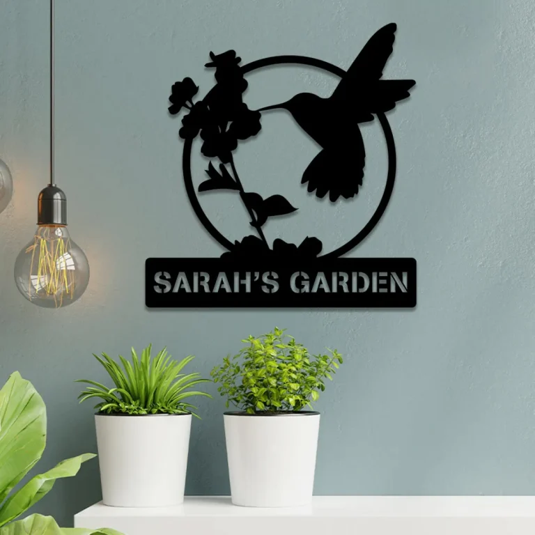Personalized Hummingbird Metal Garden Sign, Outdoor Garden Stake, Home Decor