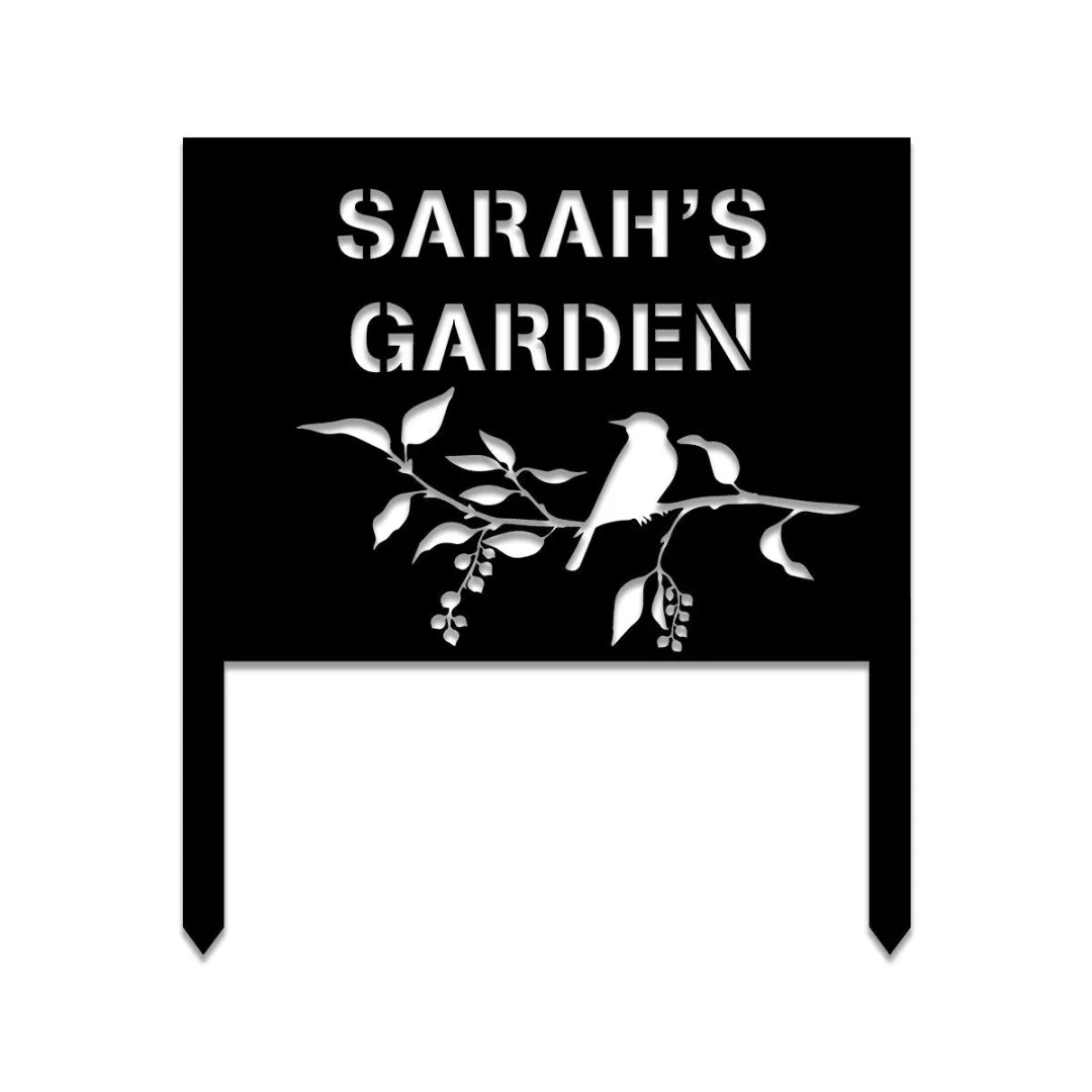 1429-03.webp Metal Garden Sign, Custom Outdoor Garden Stake, Wedding, Anniversary Art Gift