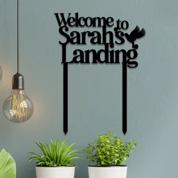 Personalized Hummingbird Metal Garden Sign, Custom Outdoor Garden Stake