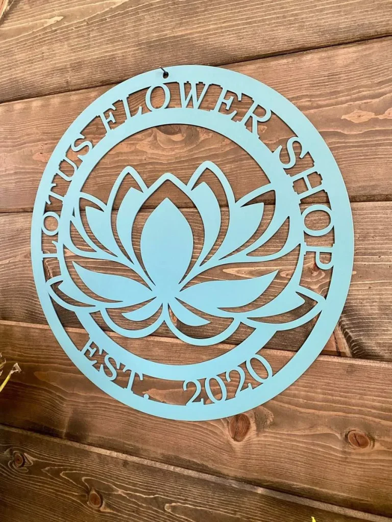 Personalized Lotus Flower Metal Sign, Cut Metal Sign, Metal Wall Art, Metal House Sign