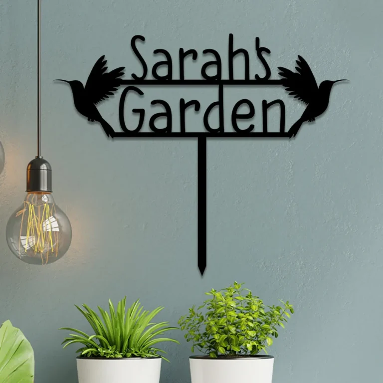 Personalized Hummingbird Metal Garden Sign, Custom Garden Stake, Home Decor, Anniversary Art Gift For Her