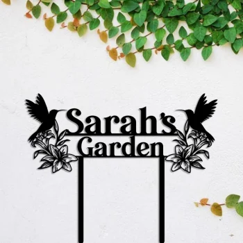 Hummingbird Metal Garden Sign, Custom Garden Stake, Decor, Wedding, Anniversary Art Gift For Her