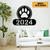 Dog Paw Metal Sign, Custom Pet Housewarming Home Wall Decor