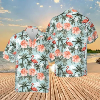 Flamingo And Palm Tree Hawaiian Shirt, Gift For Wife, Aloha Shirt For Mens, Womens